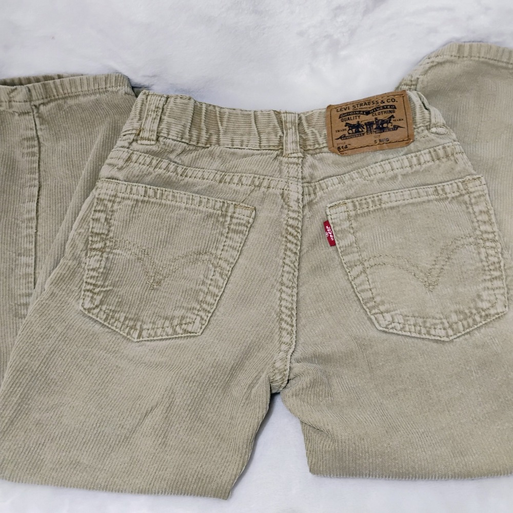Levis 514 Kids Sz 5 Slim Straight Corduroy Pants Tan Khaki Jeans Boys E